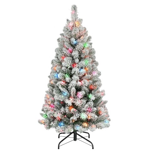 Puleo Pre-lit Flocked Virginia Pine Artificial Christmas Tree with Multicolor Lights - image 1 of 3