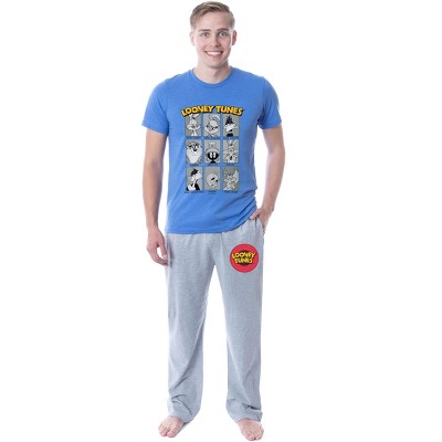 Looney Tunes Mens Pyjamas  Adult Grey Loungewear Pants & White T