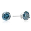 Pompeii3 1 1/4 Ct T.W. Round Blue Diamond Studs in 14k White Gold Lab Created - 2 of 4