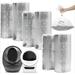 Pre-Separated Litter Box Liners, 9-11 Gallon Clear Waste Bags Compatible with Self-Cleaning & Automatic Boxes - 1 of 4