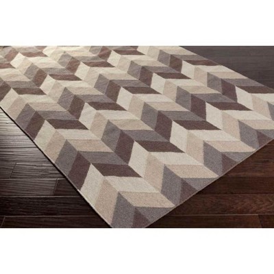 Handmade Geometric Blue Beige Black Wool Area Rug 2' x 3'