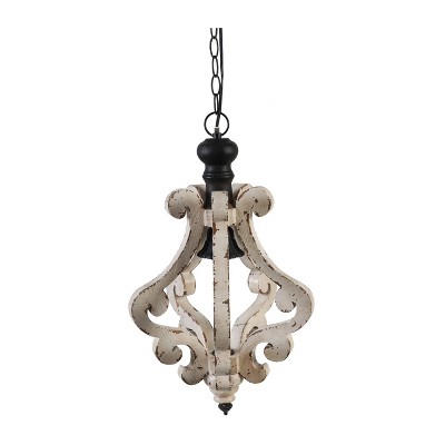 Harper 1-Light Metal Chandelier Antique White - A&B Home