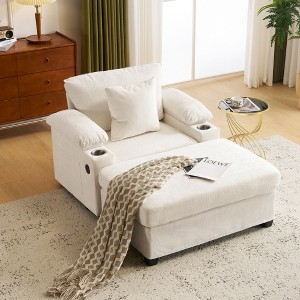 NicBex Comfy Chenille Single Sofa Small Couch with Storage Ottoman & Cup Holders,Upholstered Sleeper Chair for Living Room,Bedroom - 1 of 4