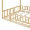 Sapphtopaz Floor Bed Frame for Kid with Fence & Roof Design House Platform Bed with Wood Frame for Kids Bedroom, Playroom, Nursery - 4 of 4