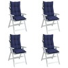 vidaXL Highback Chair Cushions - Navy Blue Oxford Fabric Outdoor/Indoor Seat Pads 4 Pcs - 47.2"x19.7"x2.8" Secure Attach Straps - 4 of 4