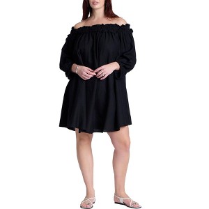 ELOQUII Ruffle Neckline Mini Dress - 1 of 4