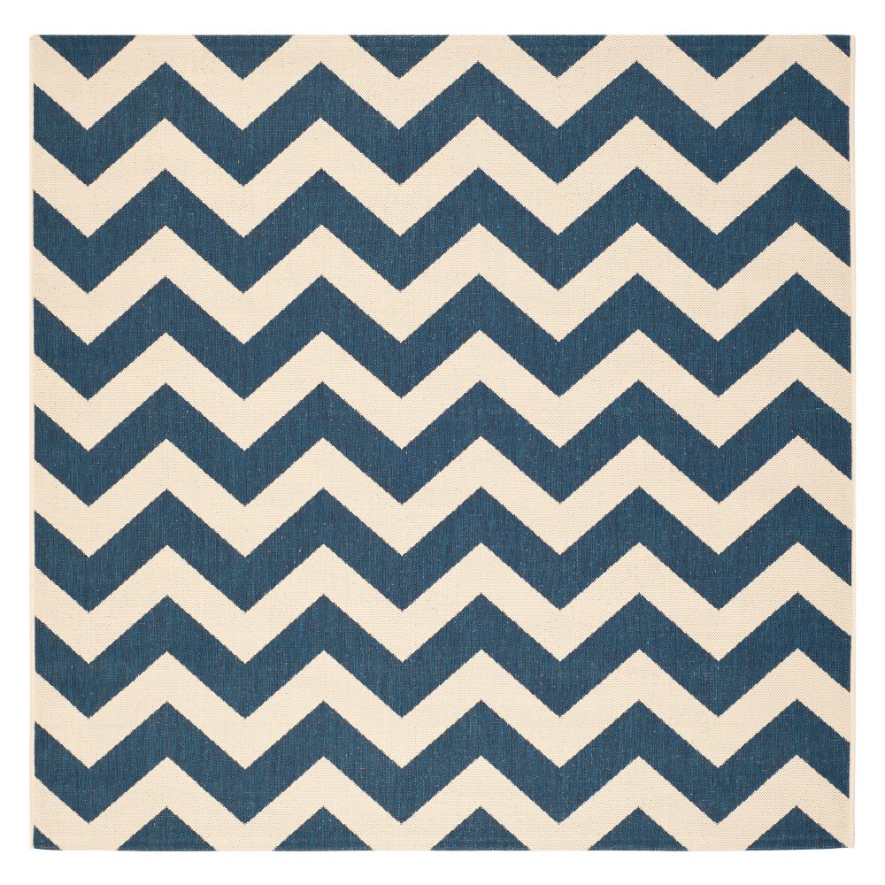  Square Elvas Outdoor Patio Rug Navy/Beige