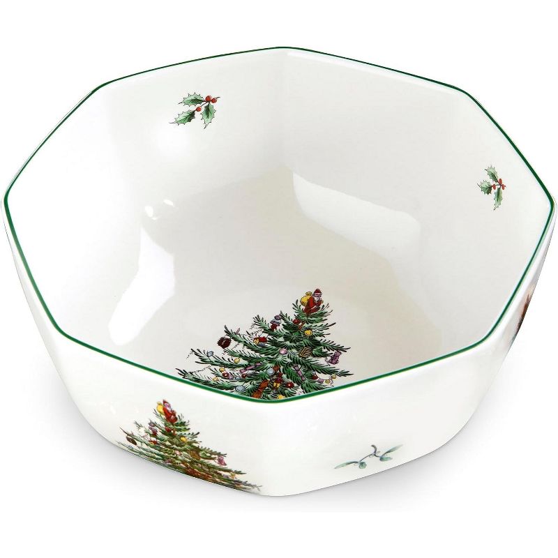 Spode Christmas Tree Octagonal Bowl, 8 Inch Serving Bowl for Salad, Fruit, Pasta and Side Dishes, 1 of 6