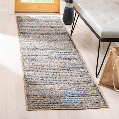 Cape Cod Handwoven Blue and Natural Jute Area Rug