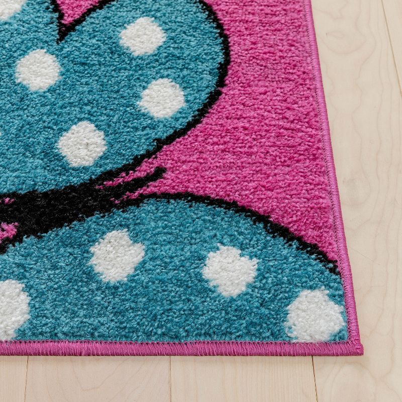 Well Woven Modern Daisy Butterflies Bright Kids Room Carpet Soft Durable Pink Area Rug, 3 of 9