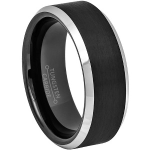 Jewelry Avalanche Black Brushed Finish Polished Beveled Edge Tungsten Carbide Wedding Band, Comfort-fit, 8mm - 1 of 4