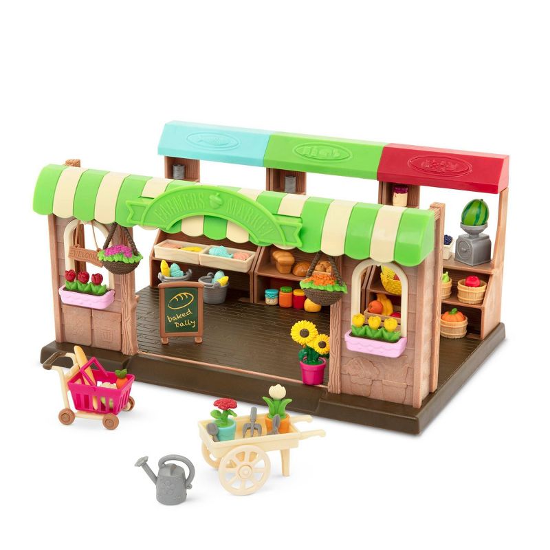 Li&#39;l Woodzeez Store Playset with Toy Food 68pc - Hoppin&#39; Farmers Market, 1 of 9