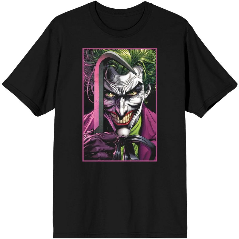 Men's Black Batman T-Shirt, Joker Profile, 1 of 2
