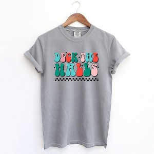 Simply Sage Market Women's Retro Deck The Halls Checkered Short Sleeve Garment Dyed Tee - 1 of 4