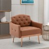 Tufted Decorative Fabric Armchair with Gold Metal Legs for Living Room Bedroom Office - 3 of 4