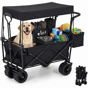 3-in-1 Heavy-Duty Collapsible Utility Wagon with Removable Canopy, 220 ...
