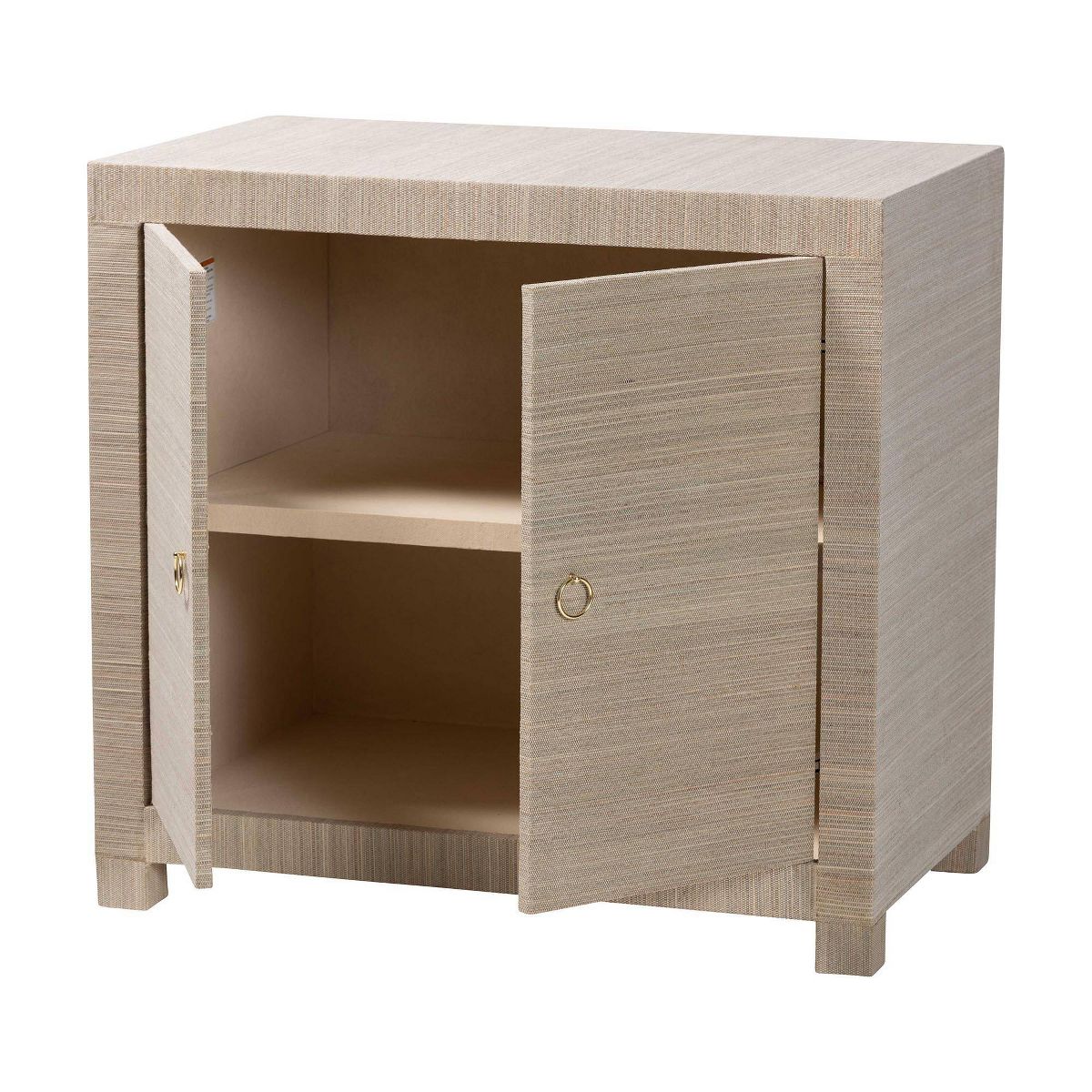 bali & pari Halen Natural Grasscloth Storage Cabinet Beige - thumbnail 2