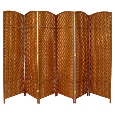 7 ft. Tall Diamond Weave Room Divider - Dark Beige (6 Panels)