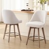 Bekrvio Counter Height Bar Stools, 26" Mid-Century Swivel Barstools with Backs - Linen Upholstered Wood Legs, Kitchen Island Counter Chairs - 2 of 4