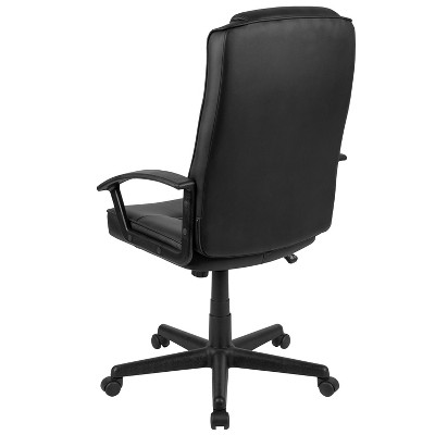 Contemporary High Back Swivel Leather Task Chair with Nylon Base
