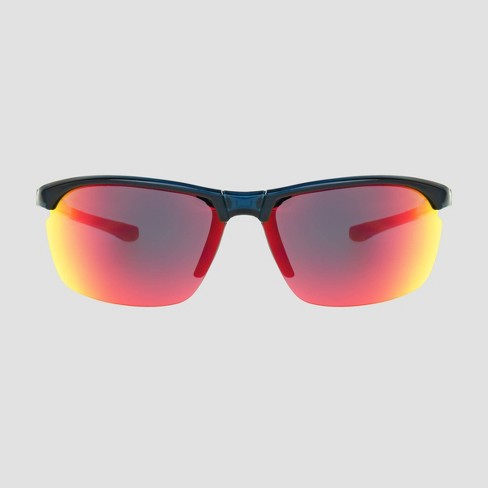 Men's Rectangle Sunglasses with Mirrored Polarized Lenses - All In Motion™  Black