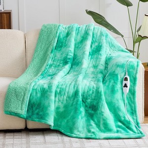 Inhand Heated Blanket Electric Throw - 50"x60" Tie-dyed Flannel Heating Blanket Throw Auto-Off 10 Heat Level Over-Heat Protection - 1 of 4