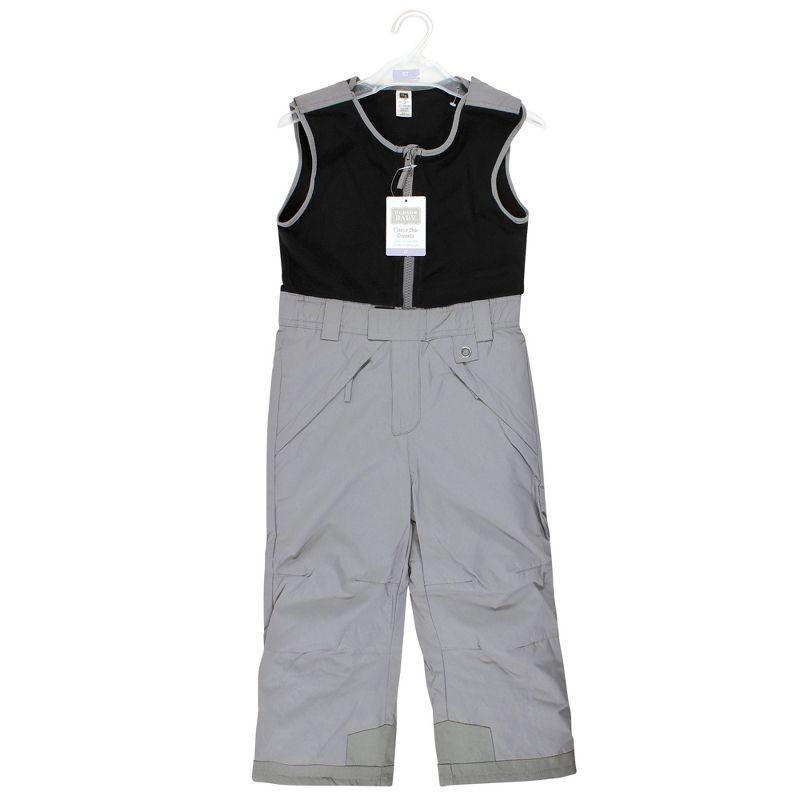 Hudson Baby Unisex Snow Bib Overalls with Fleece Top, Solid Charcoal, 2 of 5
