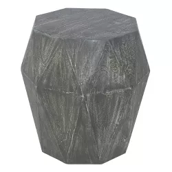 Wooden Frame Faceted End Table with Diamond Pattern Gray - The Urban Port