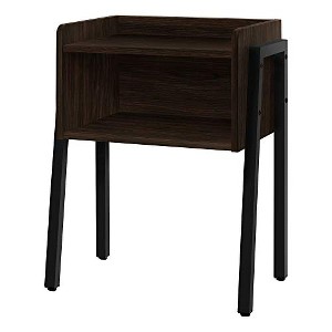 Monarch Specialties Accent Table Side End Nightstand Lamp Living Room Bedroom Metal Laminate Black Contemporary Modern - 1 of 4