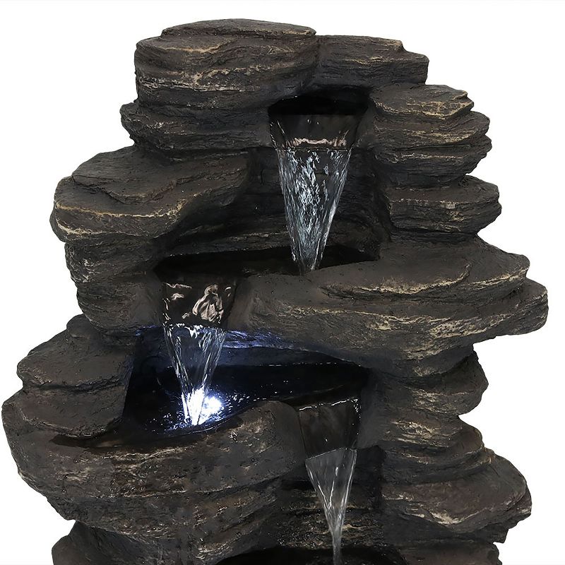 Sunnydaze 39"H Electric Polystone Rock Falls Waterfall Outdoor Water Fountain with LED Lights, 5 of 14