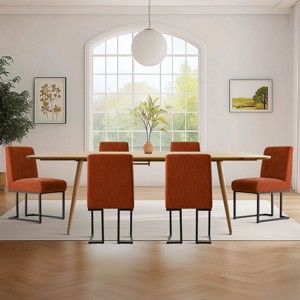Set of 6 Upholstered Dining Chairs, Modern Fabric Kitchen Chairs with Black Metal Sled Base, Comfortable Padded Seat for Dining Room-Maison Boucle - 1 of 4