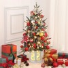 Homhougo 3FT Snow Flocked Mini Christmas Tree with Berry Clusters and Potted Base, Ideal for Table or Front Porch Use - 2 of 4