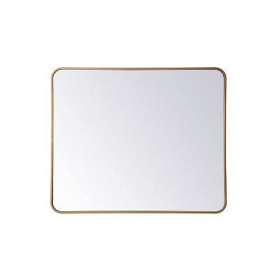 Elegant Lighting Soft corner metal rectangular mirror 30x36 inch in Brass