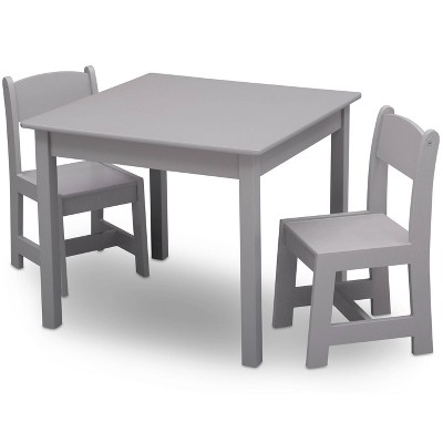 Gray Wooden Kids Table and Chair Set with Rubber Feet
