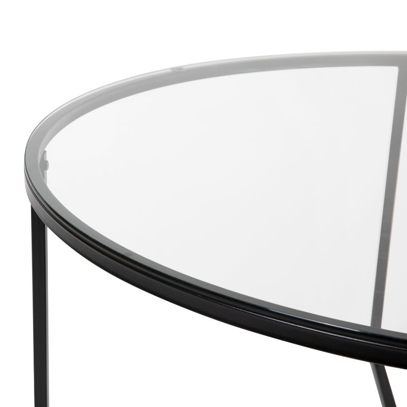 Flash Furniture Greenwich Collection Coffee Table - Modern Clear Glass Accent Table with Crisscross Matte Black Frame, 6 of 12