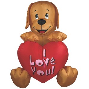 A Holiday Company Inflatable I Luv U Puppy LED Lighted Yard Decoration - 4 ft - Red - 1 of 4