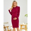 BLUEMING Hoodie Maternity Dress Hooded Sweat Dress with Front Pockets Raglan Sweatdress Stripe Midi Dress - 4 of 4