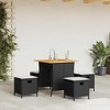 vidaXL 5-Piece Patio Dining Set - Poly Rattan Furniture with Cushions and Acacia Wood Table - Black/Cream White - 2 of 4