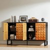 Modern Retro Buffet Sideboard Cabinet with 4 Geometric Doors, Adjustable Shelves Accent Storage Credenza for Dining Room Living Room Entryway - 3 of 4