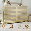 KTMBDW 8 Drawer Double Dresser, Natural Rattan Chest of Drawers for Bedroom, Boho Wooden Dresser Chest with Golden Handles, Living Room, Natural - 3 of 4
