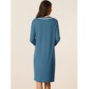 cheibear Women's Button Down V Neck Long Sleeve Pajama Nightshirt Dress - 3 of 4