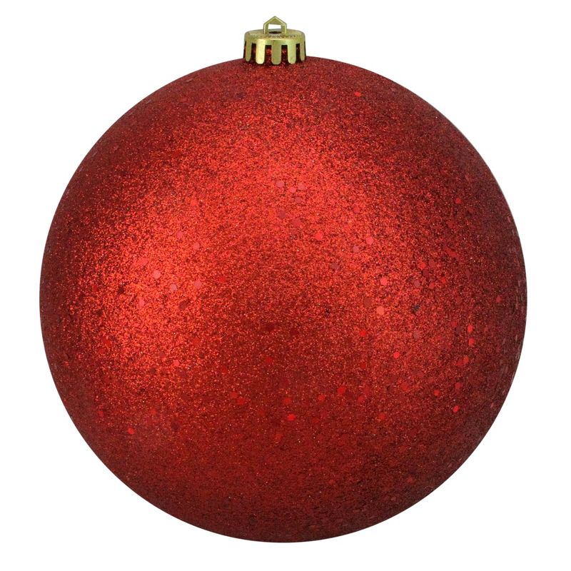 Northlight Holographic Glitter Shatterproof Commercial Christmas Ball Ornament - 8" (200mm) - Red, 1 of 2