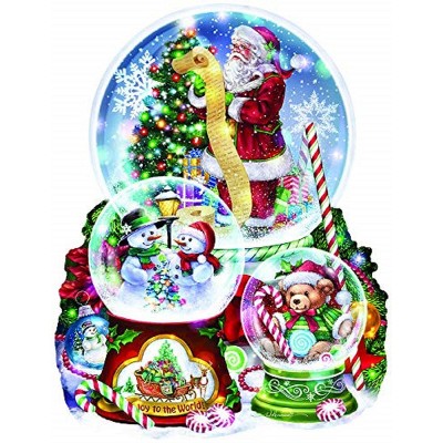 Sunsout 3  Snow Globes 1000 pc Special Shape Christmas Jigsaw Puzzle 96063