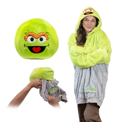 Plushible Sesame Street Oscar the Grouch Adult Snugible Blanket Hoodie & Pillow
