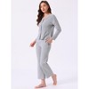 INSPIRE CHIC Women's Pajama Sets Button Up Long Sleeve V-Neck Elastic Waist Pants 2 Pieces with Pockets - 3 of 4