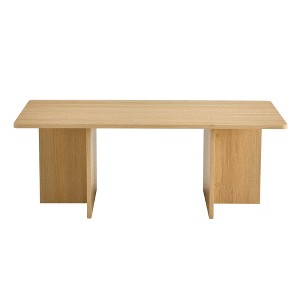 Zeus & Ruta 44.8'' Modern Coffee Table with Grain Finish and Triangular Support Base - 1 of 4