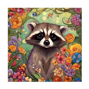 Trademark Fine Art - Tina Lavoie Shy Little Baby Raccoon Canvas Art - 1 of 4