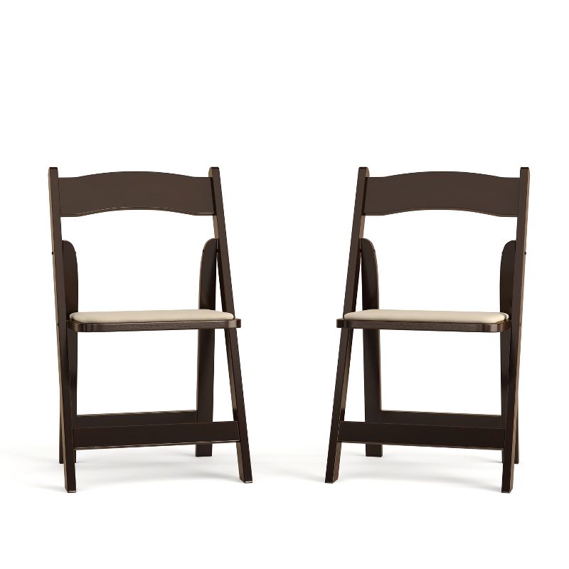 Flash Furniture 2 Pack HERCULES Series Wood Folding Chair with Vinyl Padded Seat, 1 of 17