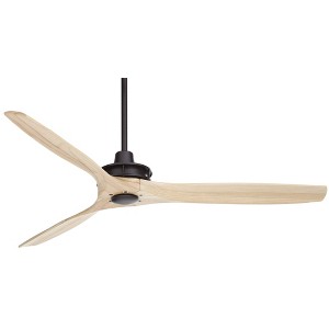 52" Casa Vieja Rustic Farmhouse 3 Blade Indoor Ceiling Fan with Remote Control Matte Black Natural Wood for Living Room Kitchen House Bedroom Family - 1 of 4