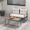 Costway 2 PCS Patio PE Wicker Furniture Set Loveseat with Acacia Wood Coffee Table Outdoor - 4 of 4